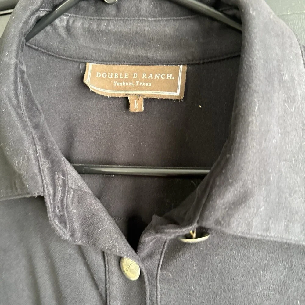 Double D Ranch Women's Size Large Black Suede Feel Button Up Western Shirt - Picture 3 of 11